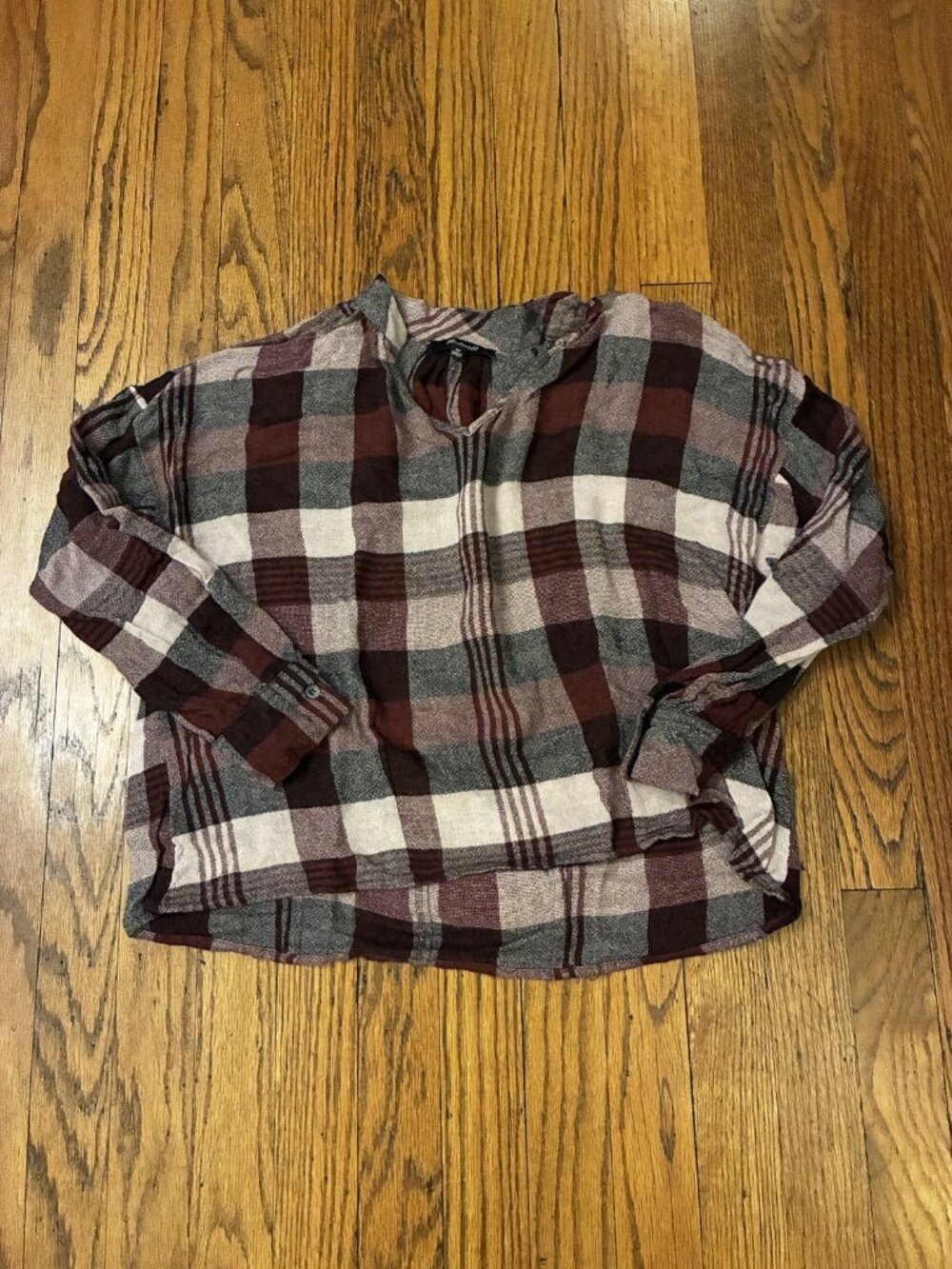 Madewell Plaid Top Size XS Burgundy